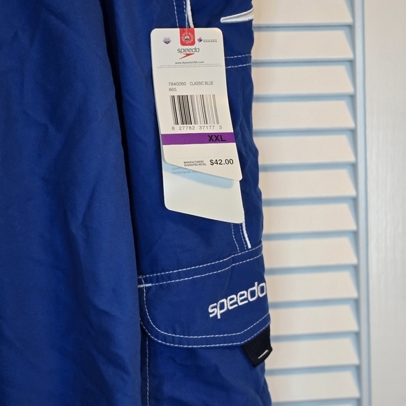 Speedo Mens Swim trunks XXL NWT Classic Blue Pockets BEACH. Y2K. SURFER. MSP $42 - Picture 2 of 9